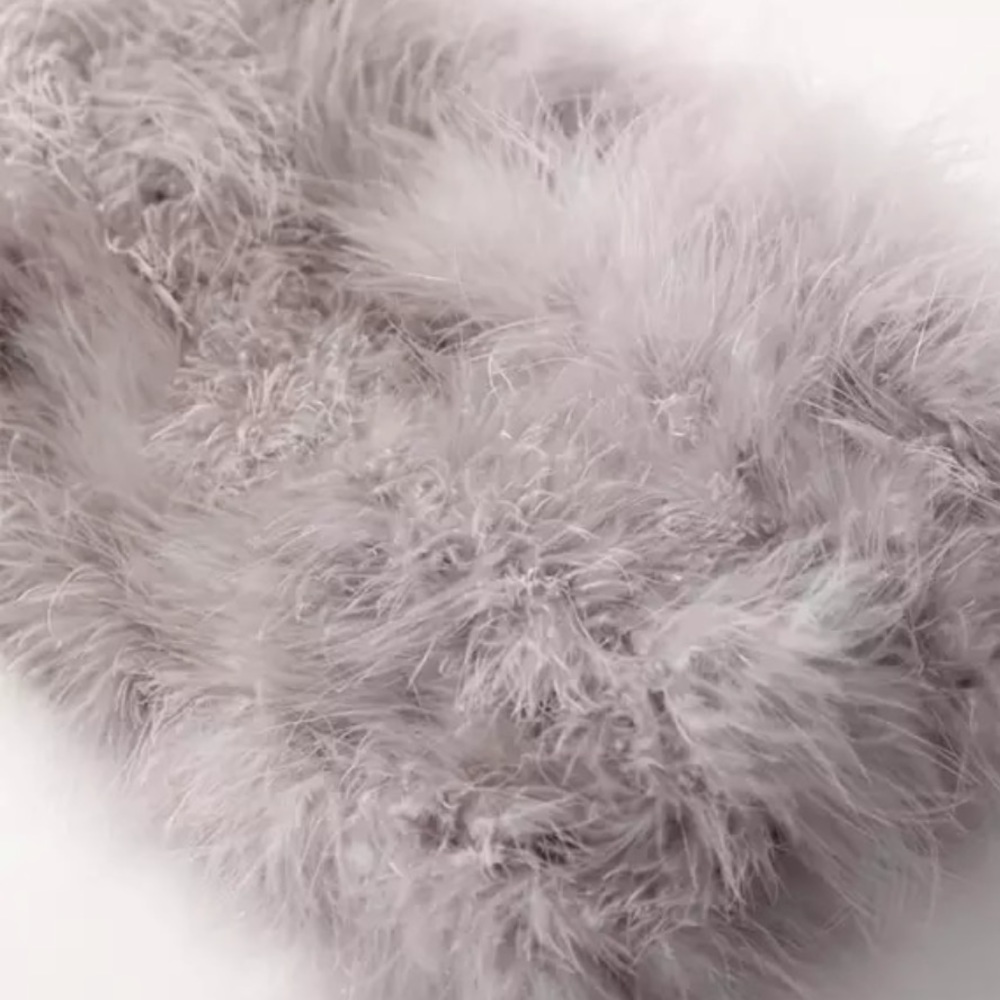 🎉New Arrival Sexy Light Gray Crop Ostrich Feather Tube Style Top - Medium - Picture 9 of 13